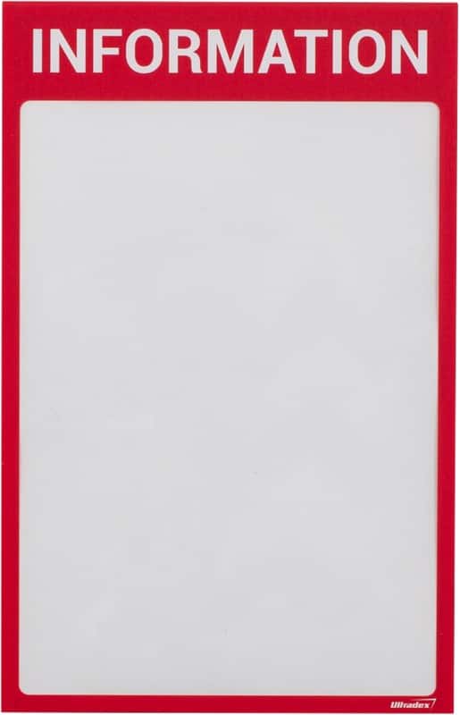 Ultradex Information A4 Displayframe Magnetisch Rood PET (Polyetheentereftalaat) 8890I05 22,5 (B) x 35,2 (H) cm 5 Stuks