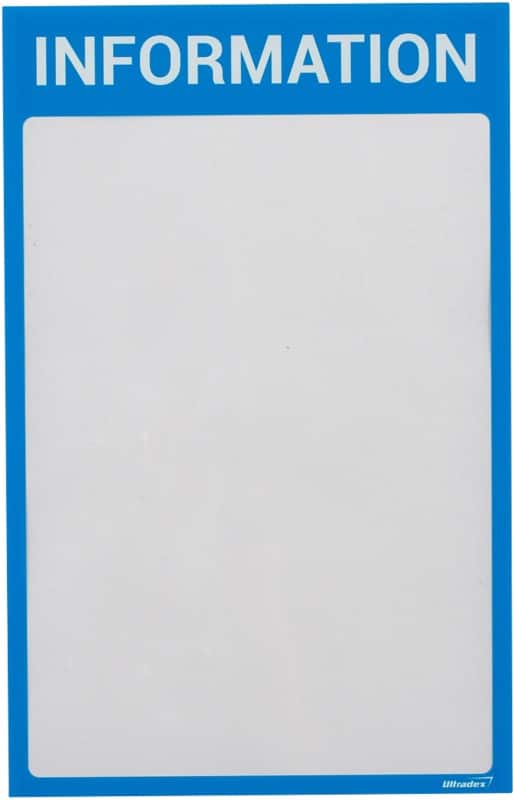 Ultradex Information A4 Displayframe Magnetisch Blauw PET (Polyetheentereftalaat) 8890I07 22,5 (B) x 35,2 (H) cm 5 Stuks