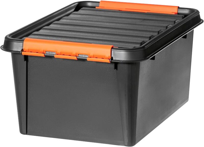 SmartStore Pro 31 Kunststof Magazijnbak 32 l Met deksel Zwart, oranje 39 x 50 x 26 cm