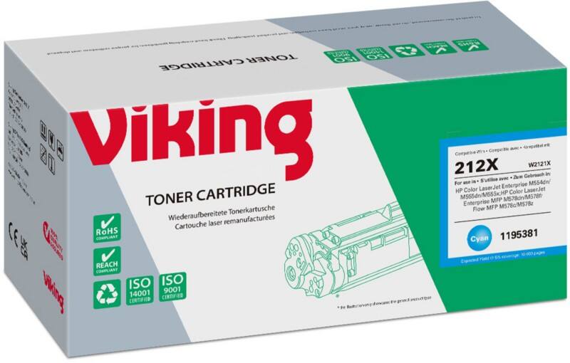 Viking 212X Compatibel HP Tonercartridge W2121X Cyaan