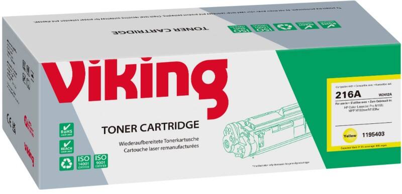 Viking 216A Compatibel HP Tonercartridge W2412A Geel