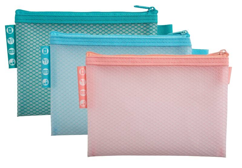 Exacompta Kreacover Gripzak 37120E Ritssluiting PP (Polypropeen), EVA (Ethyleenvinylacetaat) Liggend 16,8 (B)0,4 (D)12,5 (H) cm Kleurenassortiment 3 Stuks