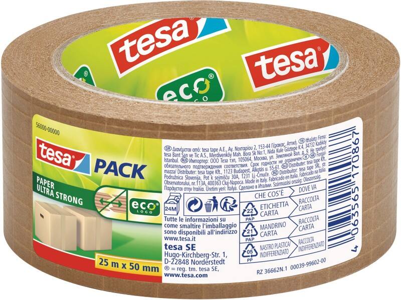 tesa Verpakkingstape Laag geluidsniveau tesapack Paper Ultra Strong Bruin 50 mm (B) x 25 m (L) Kraftpapier, Synthetisch rubber