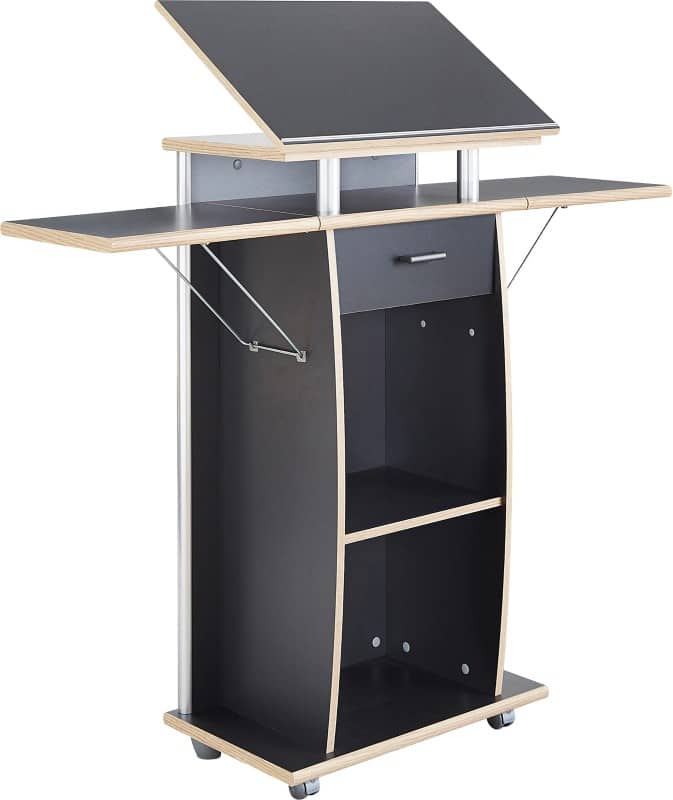 GERMANIA Sta-bureau Rechthoekig Antraciet 1 Lade 700 (B) x 370 (D) x 1,300 (H) mm Spaanplaat