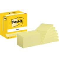 Post-it Zelfklevende memoblaadjes 655-CY 76 x 127 mm 100 Vellen per blok Geel Pak van 12