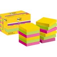 Post-it Super Sticky Notes 622-12SS-CARN 47,6 x 47,6 mm 90 Vellen per blok Geel, groen, roze Vierkant Effen Pak van 12