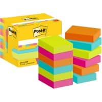 Post-it Zelfklevende memoblaadjes 653-12-POP 38 x 51 mm 100 Vellen per blok Blauw, groen, oranje, roze Pak van 12