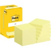 Post-it Zelfklevende memoblaadjes 654-CY 76 x 76 mm 100 Vellen per blok Geel Pak van 12