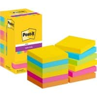 Post-it Super Sticky Notes 622-12SS-SOUL 76 x 76 mm 90 Vellen per blok Blauw, geel, groen, oranje, roze Vierkant Effen Pak van 12