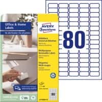 Avery Multifunctionele etiketten L4732REV-10 Klevend A4 Wit 3,56 x 32,7 x 1,69 cm 10 Stuks à 80 Etiketten