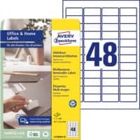 Avery Multifunctionele etiketten L4736REV-10 Klevend A4 Wit 4,57 x 32,7 x 2,12 cm 10 Vellen à 48 Etiketten