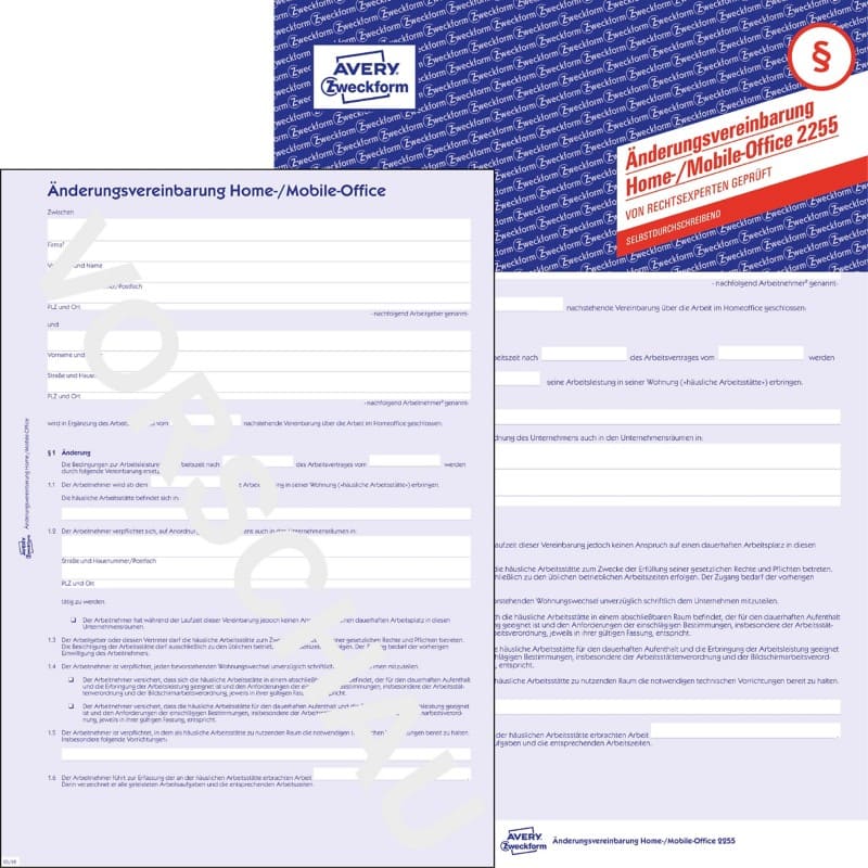 Avery Arbeidsovereenkomst A4 Geperforeerd 2255-5 5 Stuks