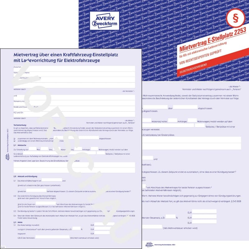 Avery Huurovereenkomst A4 Geperforeerd 2253-5 5 Stuks