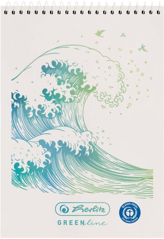 herlitz GREENline Schrijfblok A7 Geruit Spiraalbinding Bovengebonden Harde rug Niet geperforeerd 100 Pagina's