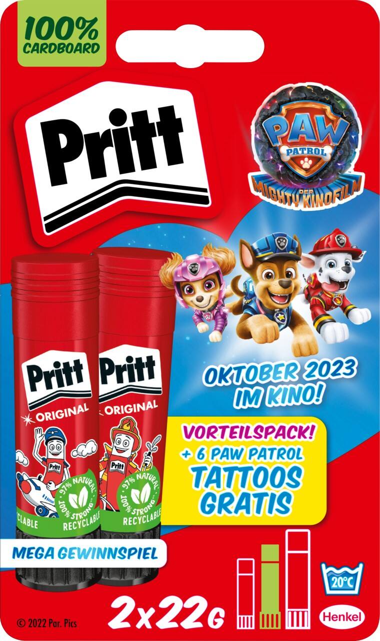 Pritt Lijmstift Paw Patrol 44 g Transparant 2798370 2 Stuks à 22 g