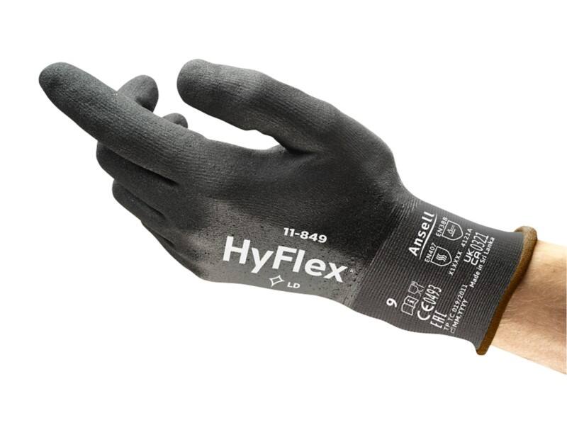 Ansell HyFlex Mechanical Protection Werkhandschoenen Foam, Nitrile Maat 9 Zwart 12 Paar