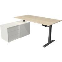 Kerkmann Zit-sta-bureau Move 1 L-vormig Elektrisch Hoogteverstelbaar Melamine; staal Antraciet Esdoorn 1,650 x 1,350 x 1,230 mm