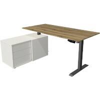 Kerkmann Zit-sta-bureau Move 1 L-vormig Elektrisch Hoogteverstelbaar Melamine; staal Antraciet Eiken 1,650 x 1,350 x 1,230 mm