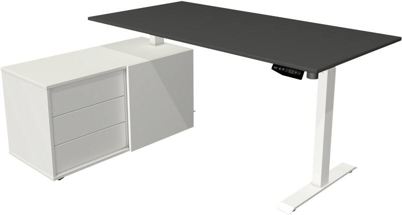 Kerkmann Move 1 Zit-sta-bureau Rechthoekig Antraciet T-Voet 3 Lades 1.650 (B) x 1.350 (D) x 1.230 (H) mm Melamine, staal