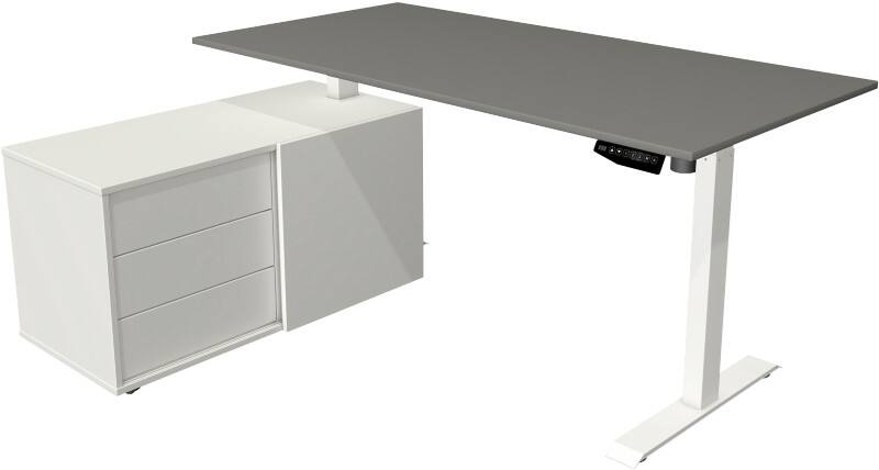 Kerkmann Move 1 Zit-sta-bureau Rechthoekig Grafiet T-Voet 3 Lades 1.650 (B) x 1.350 (D) x 1.230 (H) mm Melamine, staal