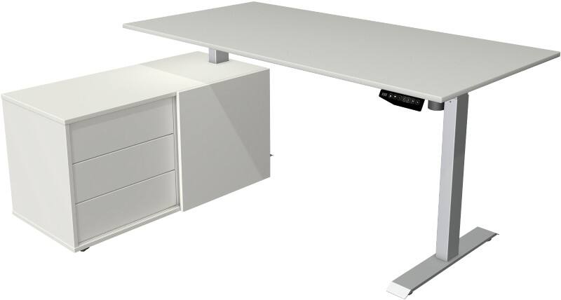 Kerkmann Move 1 Zit-sta-bureau Rechthoekig Lichtgrijs T-Voet 3 Lades 1.650 (B) x 1.350 (D) x 1.230 (H) mm Melamine, staal