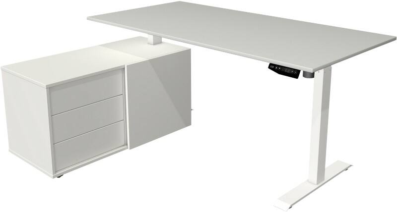 Kerkmann Move 1 Zit-sta-bureau Rechthoekig Lichtgrijs T-Voet 3 Lades 1.650 (B) x 1.350 (D) x 1.230 (H) mm Melamine, staal