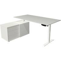 Kerkmann Move 1 Zit-sta-bureau Rechthoekig Lichtgrijs T-Voet 3 Lades 1.650 (B) x 1.350 (D) x 1.230 (H) mm Melamine, staal
