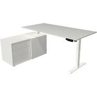 Kerkmann Zit-sta-bureau Move 1 L-vormig Elektrisch Hoogteverstelbaar Melamine; staal Wit Lichtgrijs 1,650 x 1,350 x 1,230 mm