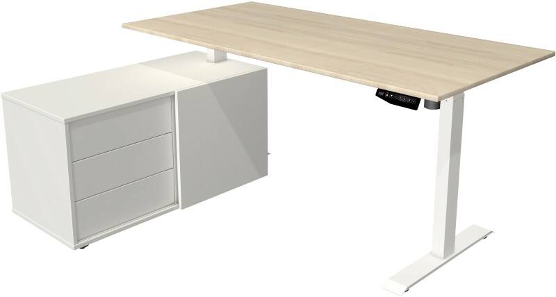 Kerkmann Move 1 Zit-sta-bureau Rechthoekig Ahorn T-Voet 3 Lades 1.650 (B) x 1.350 (D) x 1.230 (H) mm Melamine, staal