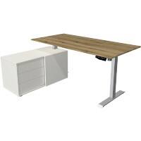 Kerkmann Move 1 Zit-sta-bureau Rechthoekig Eiken T-Voet 3 Lades 1.650 (B) x 1.350 (D) x 1.230 (H) mm Melamine, staal