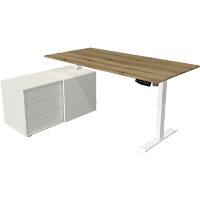 Kerkmann Move 1 Zit-sta-bureau Rechthoekig Eiken T-Voet 3 Lades 1.650 (B) x 1.350 (D) x 1.230 (H) mm Melamine, staal