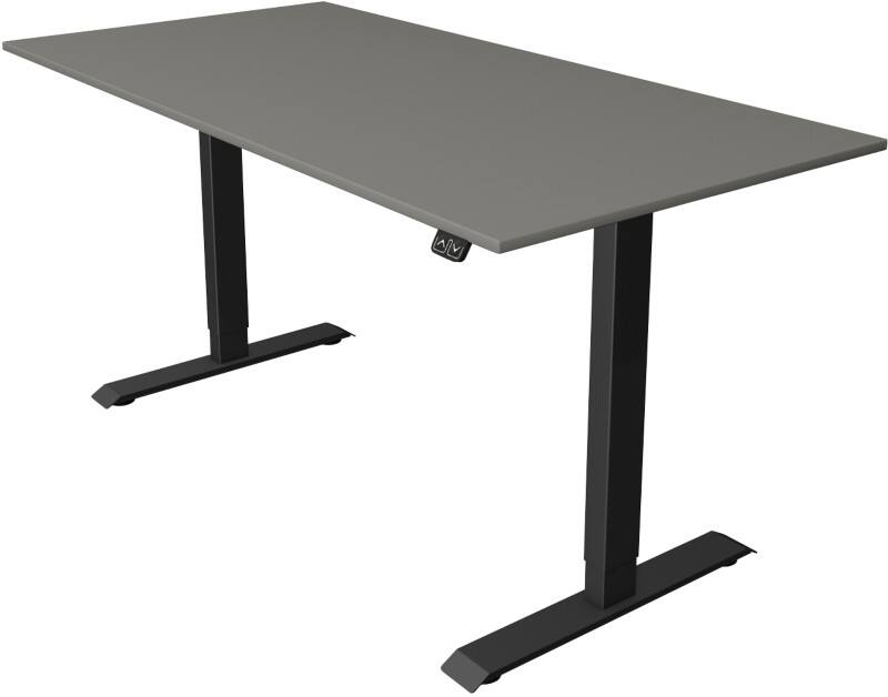 Kerkmann Move 1 Zit-sta-bureau Rechthoekig Grafiet T-Voet 1.600 (B) x 800 (D) x 1.230 (H) mm Melamine, staal