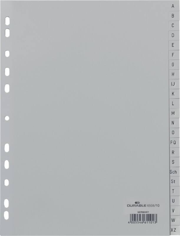 DURABLE A - Z Alfabetische tabbladen A4 Grijs 24 tabs PP (Polypropeen) 11 Gaten 6508