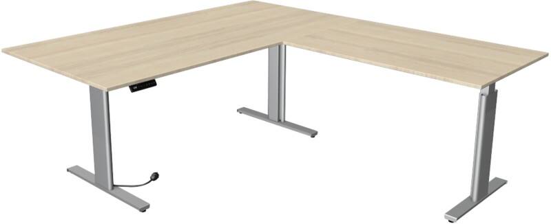 Kerkmann Move 3 Tube Zit-sta-bureau L-vorm Ahorn T-Voet 2.000 (B) x 2.200 (D) x 1.200 (H) mm