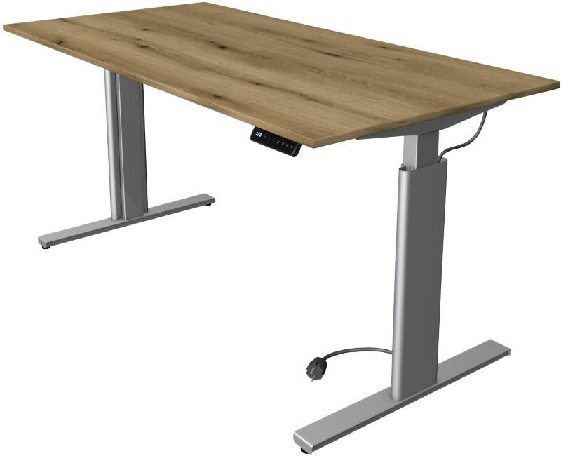 Kerkmann Move 3 Tube Zit-sta-bureau Rechthoekig Eiken T-Voet 1.600 (B) x 800 (D) x 1.200 (H) mm