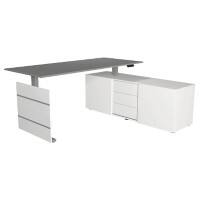 Kerkmann Move 3 Tube Zit-sta-bureau Grafiet T-Voet 3 Lades 1.860 (B) x 1.650 (D) x 1.200 (H) mm