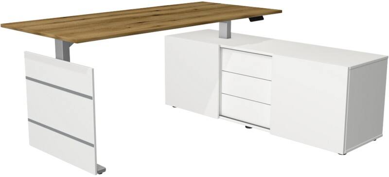 Kerkmann Move 3 Tube Zit-sta-bureau Eiken T-Voet 1.860 (B) x 1.650 (D) x 1.200 (H) mm