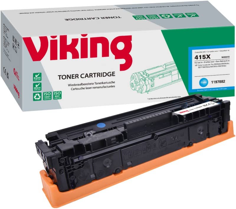 Compatibel Viking HP 415X Tonercartridge W2031X Cyaan