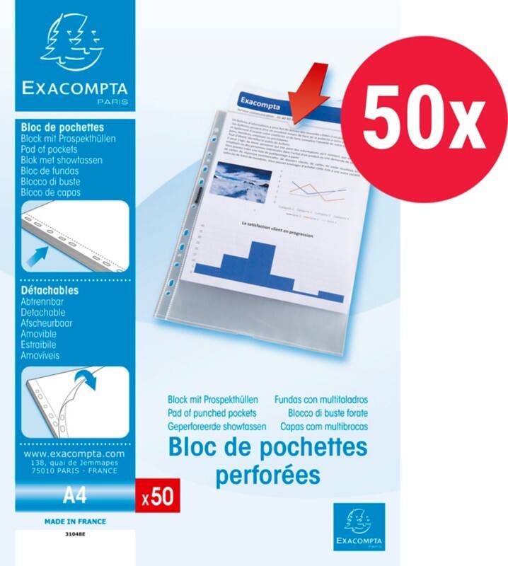 Exacompta Showtassen A4 Glashelder Transparant 50 micron PP (Polypropeen) Boven 31048E 50 Stuks