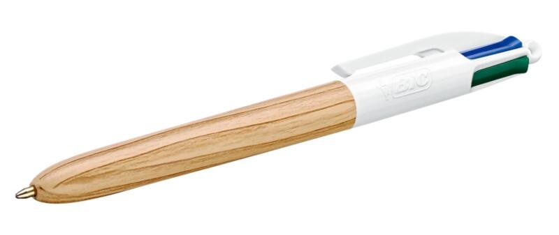 BIC 4 Colours Wood Intrekbaar Balpen Multikleur 0,4 mm Medium Balpen Navulbaar