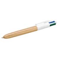 BIC 4 Colours Wood inklapbaar Balpen Multikleur 0.4 mm Medium Balpen Navulbaar
