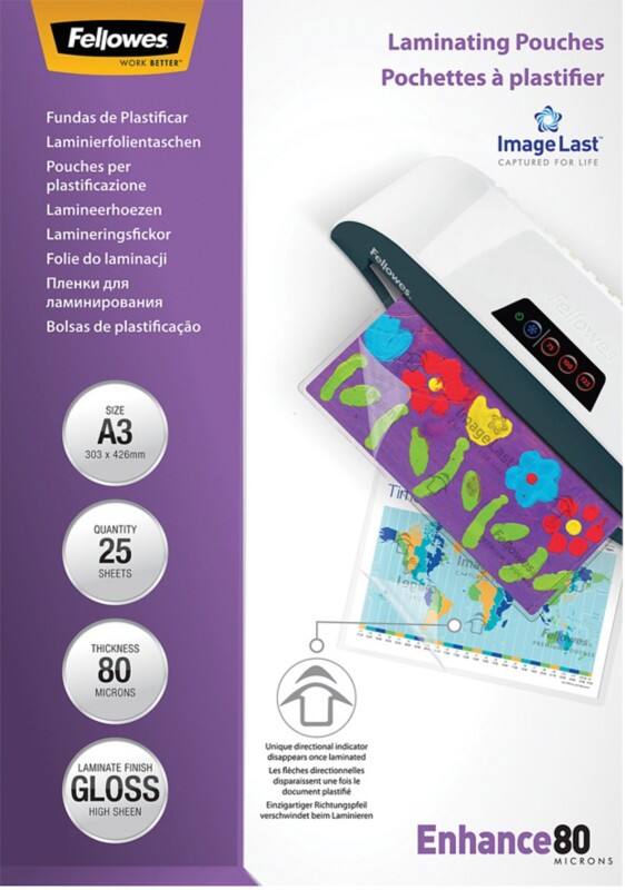 Fellowes ImageLast Lamineerhoezen A3 Glanzend 80 micron Transparant Pak van 25