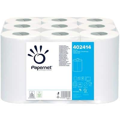 Papernet Handdoek Wit 2-laags 402414 9 Rollen à 143 Vellen