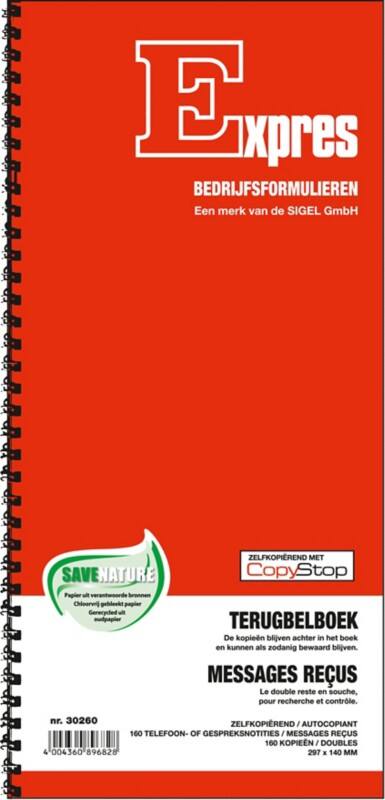 Sigel Terugbelboek 29,7 x 14 cm Niet geperforeerd