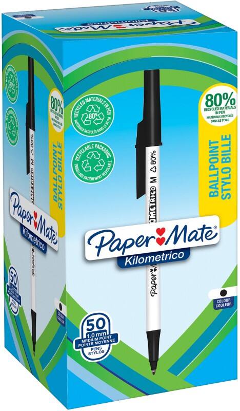 Papermate Kilometrico Balpen Zwart Medium 0,7 mm 50 Stuks