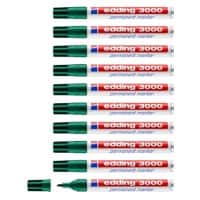 edding 3000 Permanentmarker Medium Ronde punt  - 3 mm Groen Navulbaar Waterbestendig 10 Stuks