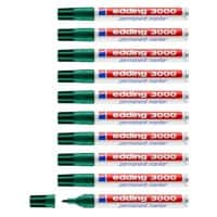 edding 3000 Permanent marker Medium Ronde punt Groen Pak van 10