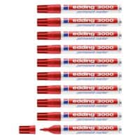 edding 3000 Permanentmarker Medium Ronde punt  - 3 mm Rood Navulbaar Waterbestendig 10 Stuks
