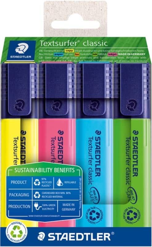 STAEDTLER Tekstmarker Kleurenassortiment Pak van 4