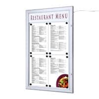 SHOWDOWN Menubord Magnetisch A4 Wandmontage Afsluitbaar 50,5 (B) x 77,9 (H) cm Zilver